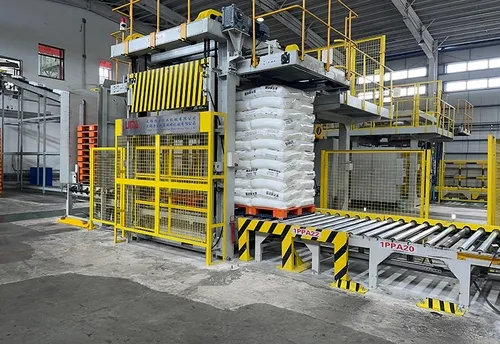 Máy bốc xếp bao lên pallet tự động cho nhựa PP