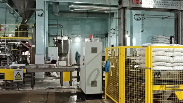 Máy cân, đóng bao và xếp pallet tự động cho Ammonium sulfate (Amoni sulfat) Jinshenglan, Hồ Bắc, Trung Quốc (600 bao/giờ)